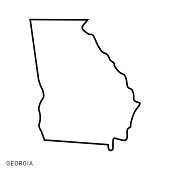Georgia - States of USA Outline Map Vector Template Illustration Design. Editable Stroke.