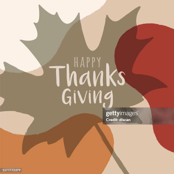 happy thanksgiving card with autumn leaves. - thanksgiving harvest stock illustrations