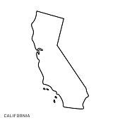 California - States of USA Outline Map Vector Template Illustration Design. Editable Stroke.