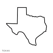 Texas - States of USA Outline Map Vector Template Illustration Design. Editable Stroke.