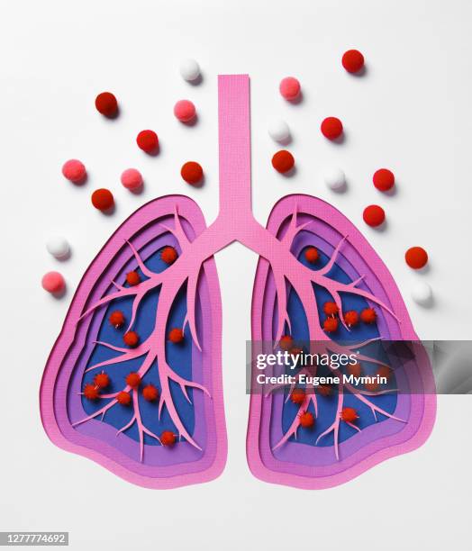 paper art work of lungs infected with virus - medical illustration stock pictures, royalty-free photos & images