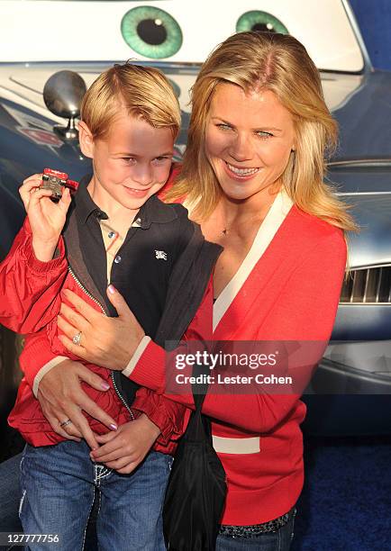 Actress Alison Sweeney and son Benjamin Edward Sanov attend the "Cars 2" Los Angeles Premiere at the El Capitan Theatre on June 18, 2011 in...