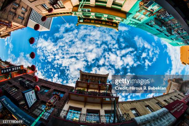 san francisco - chinatown wide photograph - chinatown san francisco stock pictures, royalty-free photos & images