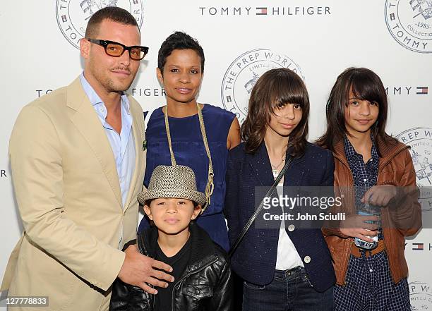 Justin Chambers and Keisha Chambers with children arrive for Tommy Hilfiger and Lisa Birnbach Celebration of Prep World on June 9, 2011 in Los...