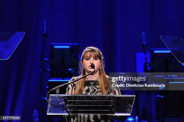 Teen honoree Haley Moss speaks during Samsung Hope for Children Gala at Cipriani Wall Street on June 7, 2011 in New York City.