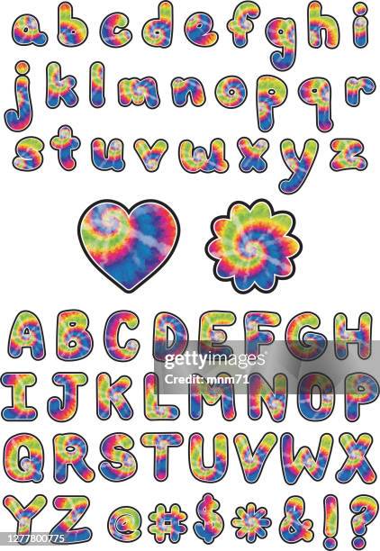 bubble tie-dye letters & symbols - tie dye circle stock illustrations