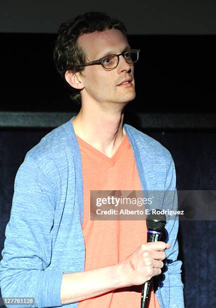 Composer Benjamin Balcom speaks at the "The Pruitt-Igoe Myth" Q & A during the 2011 Los Angeles Film Festival at Regal Cinemas L.A. Live on June 17,...