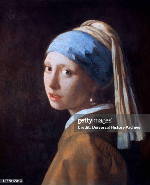 Girl with a Pearl Earring' by Jan Vermeer, c1665. The girl's headdress has an exotic effect. Turbans were a popular fashionable accessory in Europe...