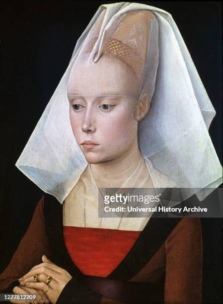 Portrait of a Lady', by Rogier Van der Weyden, 1460. The costume suggests a date after 1460, perhaps around 1466. It also suggests that the sitter is...