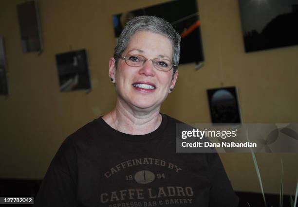 Author Patti Kreins at The Color of Angels book signing at Caffe Ladro on June 4, 2011 in Edmonds, Washington.