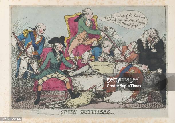 Thomas Rowlandson, State Butchers, Thomas Rowlandson , William Pitt , Baron Edward Thurlow , Augustus Henry Fitzroy, 3rd Duke of Grafton, Henry...