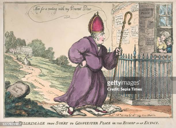 Thomas Rowlandson, A Pilgrimage from Surry to Gloucester Place or the Bishop is an Extacty, Thomas Rowlandson , Mary Anne Clarke , Prince Frederick...