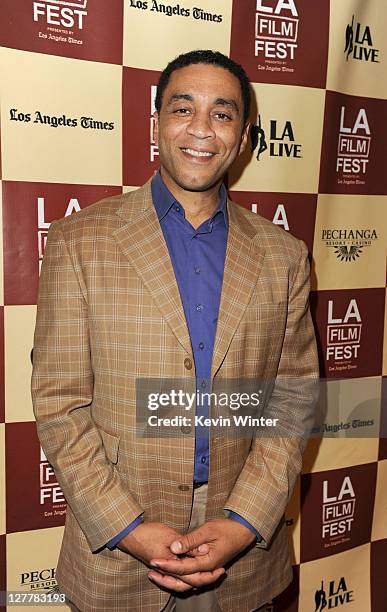 Actor Harry Lennix attends The Art of Translation: A Conversation with Julie Taymor during the 2011 Los Angeles Film Festival at The GRAMMY Museum on...