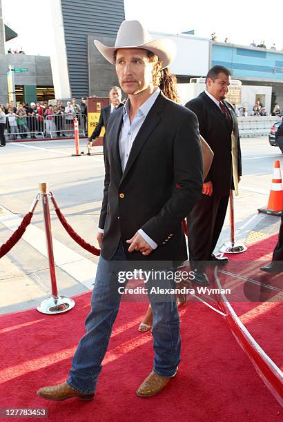 Actor Matthew McConaughey arrives at the 2011 Los Angeles Film Festival opening night premiere of "Bernie" held at Regal Cinemas L.A. Live on June...