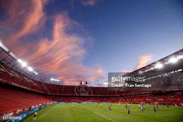 General view inside the stadium during the La Liga Santander match between Sevilla FC and Levante UD at Estadio Ramon Sanchez Pizjuan on October 01,...