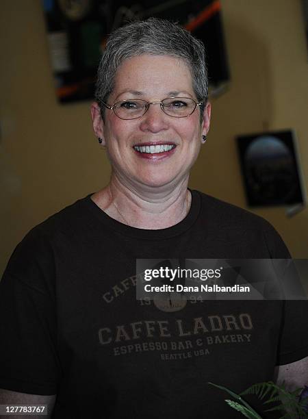 Author Patti Kreins at The Color of Angels book signing at Caffe Ladro on June 4, 2011 in Edmonds, Washington.