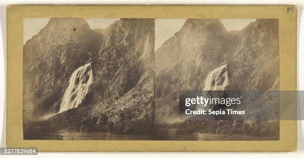 Cascade du pisse vache, canton du Valais, Suisse, Switzerland,Waterfall of The Pissing Cow; about 1865; Albumen silver print.