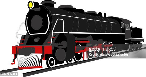 steam train - history and progress of the steam engine stock illustrations