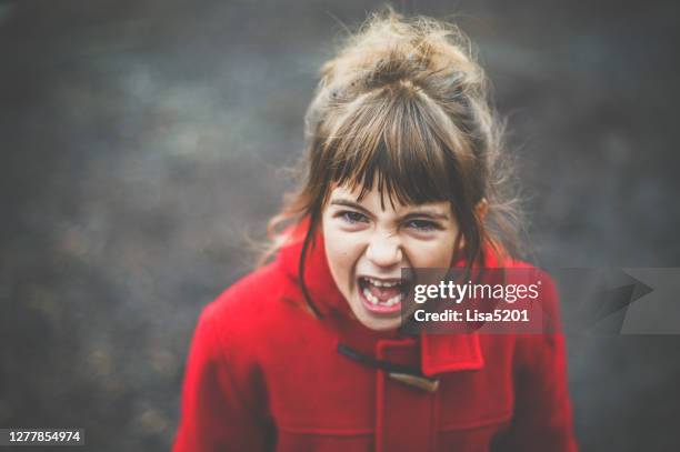 little brat girl screaming and having a tantrum - brat stock pictures, royalty-free photos & images