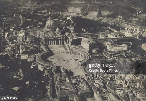 Aerial shot of St. Peter's Basilica, the Vatican, Rome; Fédèle Azari ; Italy; 1914 - 1929; Gelatin silver print; 12 x 16.9 cm .