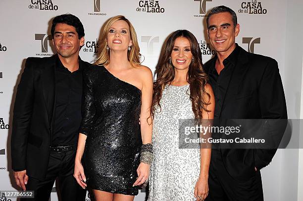 Gabriel Porras, Maritza Rodriguez, Catherine Siachoque and Miguel Varoni attend Telemundo La Casa de al Lado VIP Premiere at Mandarin Oriental on May...