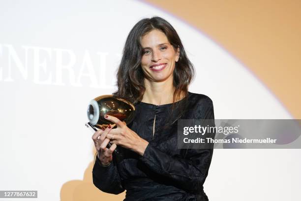 Maïwenn receives the Golden Eye Award during the 16th Zurich Film Festival at Arthouse Le Paris on October 01, 2020 in Zurich, Switzerland.