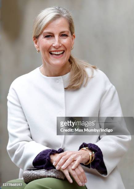 Sophie, Countess of Wessex visits Vauxhall City Farm on October 1, 2020 in London, England. Their Royal Highnesses visit is to see the farm's...