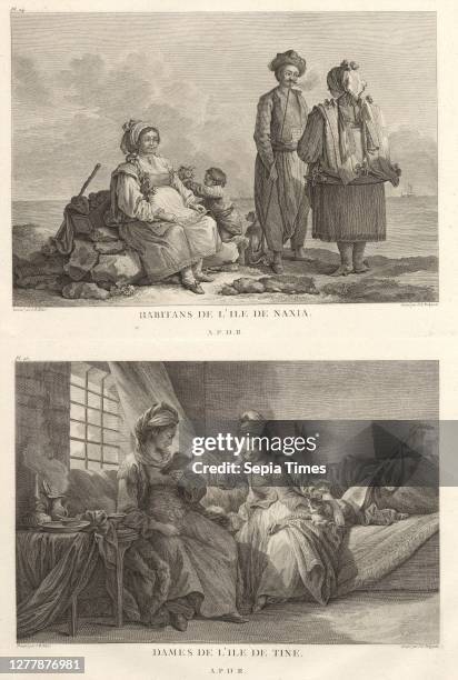 Dames de L'Ile de Tine, Pl. 24: Habitans de L'Ile Naxia, Pl. 25: Dames de L'Ile de Tine, Voyage Pittoresque de la Grece, Barbié du Bocage, Jean...