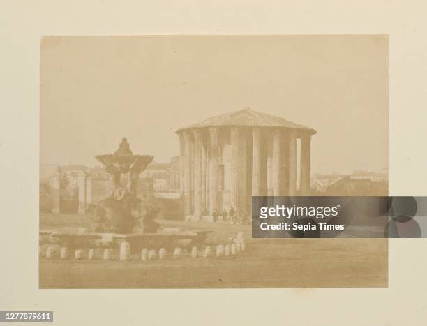 Tempio di Vesta, Fotografi di Roma 1849, Lecchi, Stefano, 19th century, c. 1849, salted paper prints, 43 x 31 cm., photographic prints 22 x 16 cm....