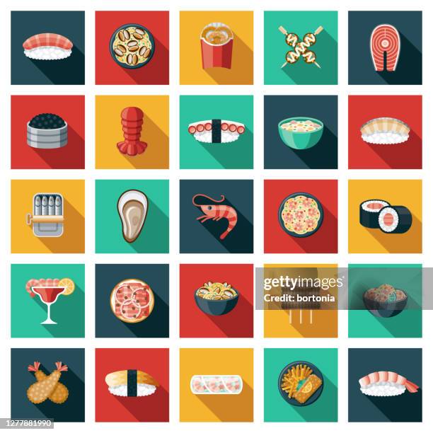 stockillustraties, clipart, cartoons en iconen met pictogram seafood - fish and chips