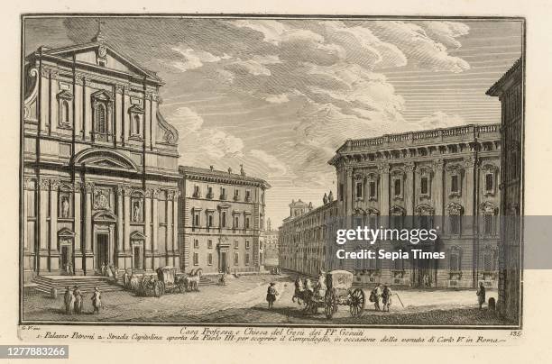 Casa professa, e chiesa del Gesù dei PP. Gesuiti, Delle magnificenze di Roma antica e moderna, Vasi, Giuseppe, 1710-1782, Etching, between 1747 and...