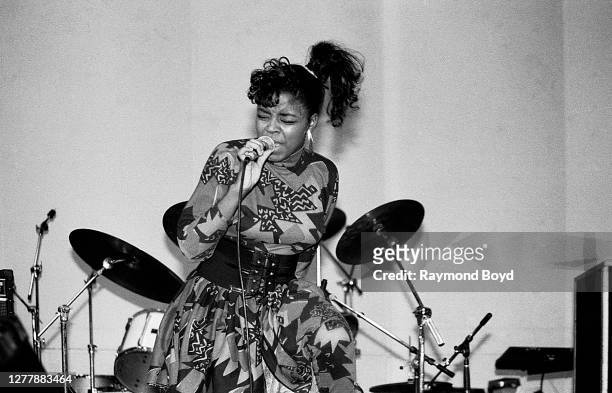 Singer and actress Shanice performs during the WGCI-FM ‘Power Fest ’88’ concert at Navy Pier in Chicago, Illinois in August 1988.