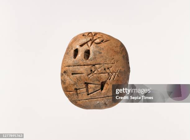 Genre uncertain, Sumerian, Early Dynastic III, Date ca. 2600–2350 B.C., Mesopotamia, Nippur, Sumerian, Clay, 4.4 x 3.9 x 2.3 cm ,...
