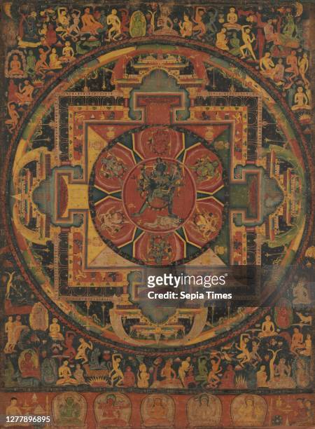 Chakrasamvara Mandala, Nepal, Thakuri–early Malla periods, Date ca. 1100, Nepal, Distemper on cloth, Image: 26 1/2 x 19 3/4 in. ; Framed: 48 x 33 in....