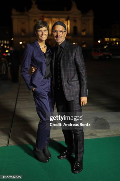 Actor Christoph Maria Herbst with his wife Gisi Herbst attend the "Contra" premiere during the 16th Zurich Film Festival at Kino Corso on October 01,...