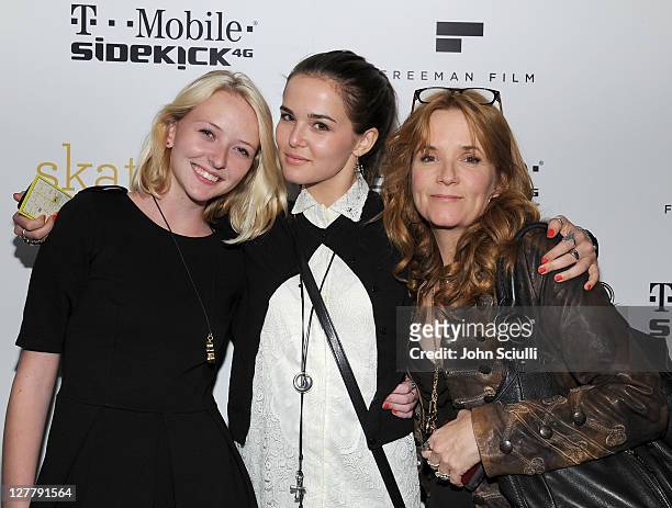 Harper Cullen, Zoey Deutch and Lea Thompson attend the "Skateland" after party on May 11, 2011 in Hollywood, California.