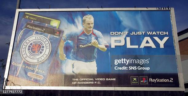 Ibrox, Glasgow.The new Rangers PlayStation advert on Copeland Road, Ibrox which replaced the original Celtic one.