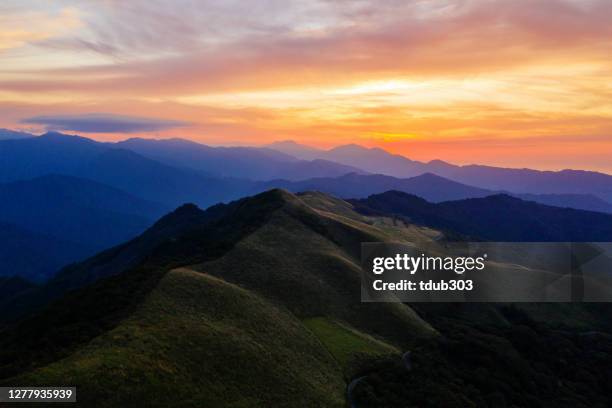 view of a sunset from the top of a mountain - tokushima prefecture stock pictures, royalty-free photos & images