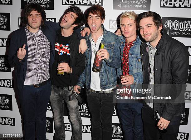 You Me At Six, who won the Best British Band award during The Relentless Energy Drink Kerrang! Awards at The Brewery on June 9, 2011 in London,...