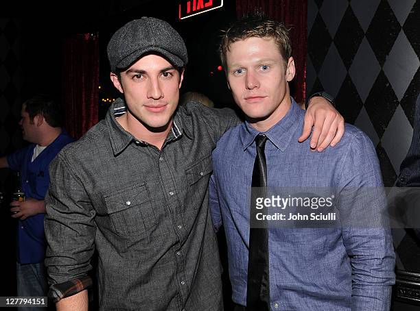 Actors Michael Trevino and Zach Roerig attend the "Skateland" after party on May 11, 2011 in Hollywood, California.