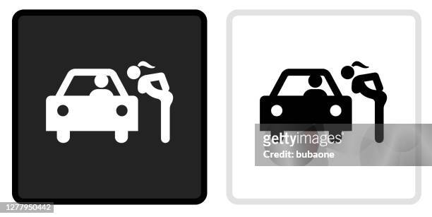 hooker icon on  black button with white rollover - streetwalker stock illustrations
