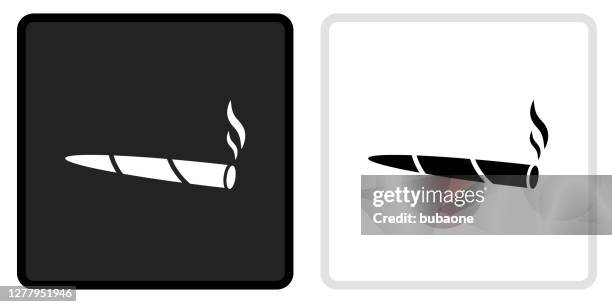 marijuana icon on black button with white rollover - smoking joint stock illustrations