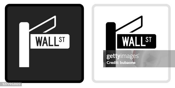 白いロールオーバーの黒いボタンのウォールストリートサインアイコン - wall street点のイラスト素材／クリップアート素材／マンガ素材／アイコン素材