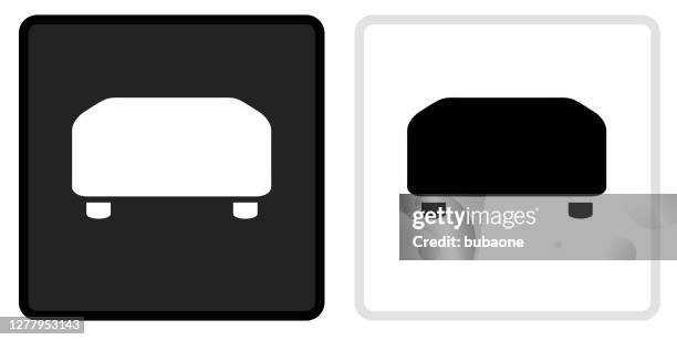 leg rest icon on  black button with white rollover - footstool stock illustrations