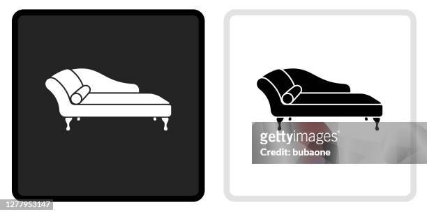 白いロールオーバーの黒いボタンのソパデイベッドアイコン - chaise点のイラスト素材／クリップアート素材／マンガ素材／アイコン素材