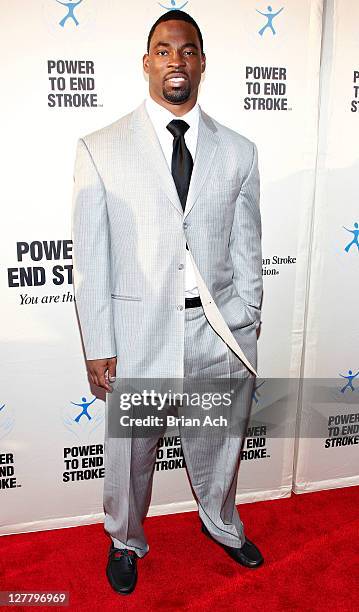 Player Justin Tuck attends the You Are the Power concert at The Apollo Theater on May 6, 2011 in New York City.