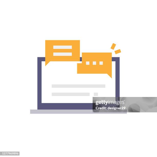 laptop and message box icon flat design. - email message bubble stock illustrations