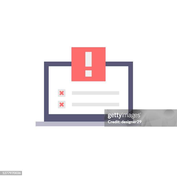laptop and exclamation mark icon vector design. - error message stock illustrations