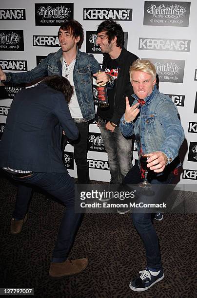 You Me At Six, who won the Best British Band award during The Relentless Energy Drink Kerrang! Awards at The Brewery on June 9, 2011 in London,...