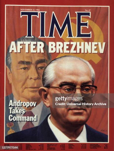Time front cover, 1982. Yuri Andropov replaces Leonid Brezhnev as soviet leader..